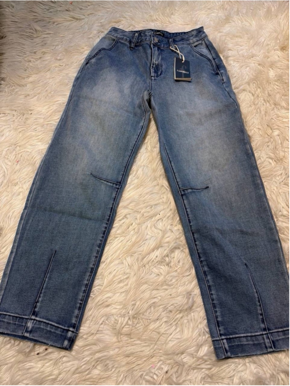 Flamingals barrel-leg denim jeans light-to-medium wash S